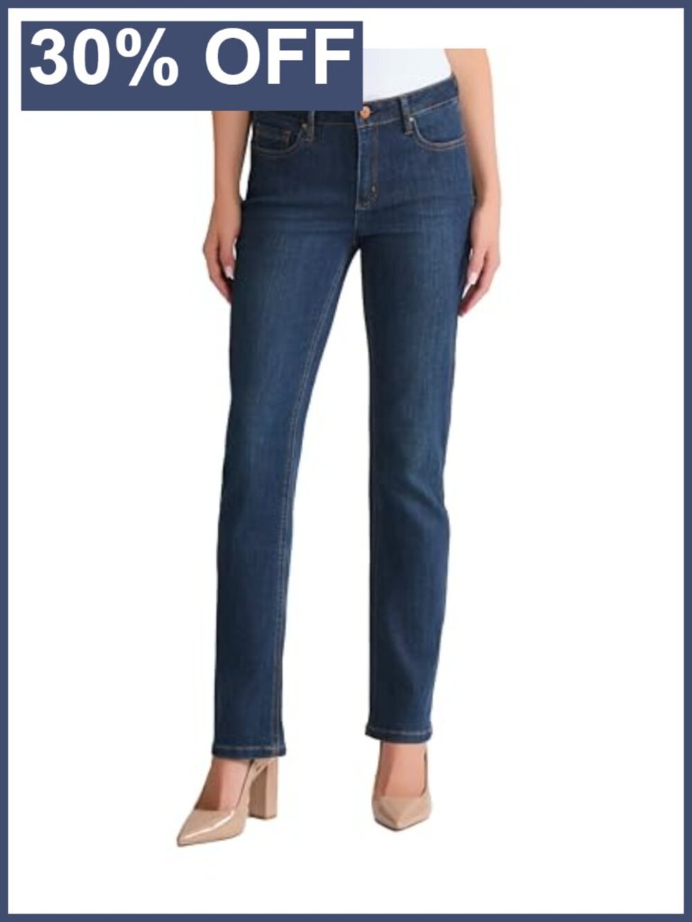 Jones New York Lexington Mid Rise Straight Leg Stretch Jeans